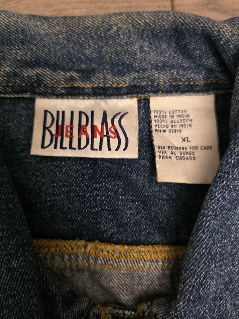 Vintage 90s Bill Blass Jeans Denim Chore Jacket / Longline Coat Size XL - Picture 5 of 10